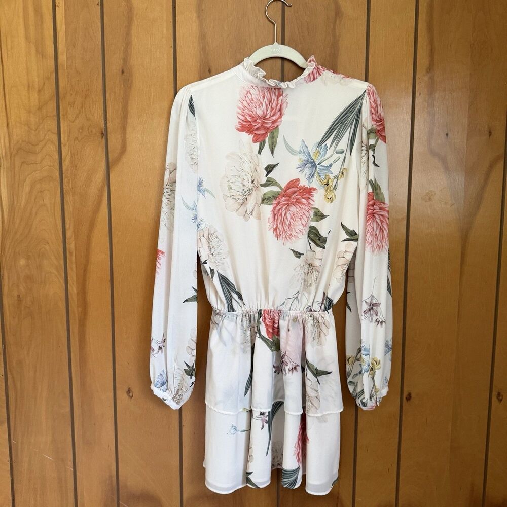 Yumi Kim Love Always Long Sleeve Tiered Mini Dress In Forever Yours Ivory Large - Picture 6 of 14
